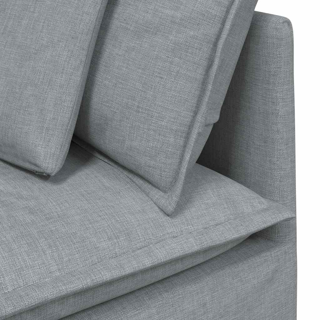 Modularna sofa s podnožjem i jastucima, tkanina, svijetlo siva