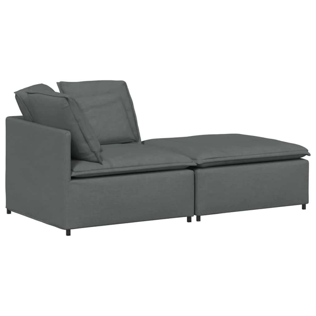 Modularna sofa s podnožjem i jastucima, tkanina, tamno siva