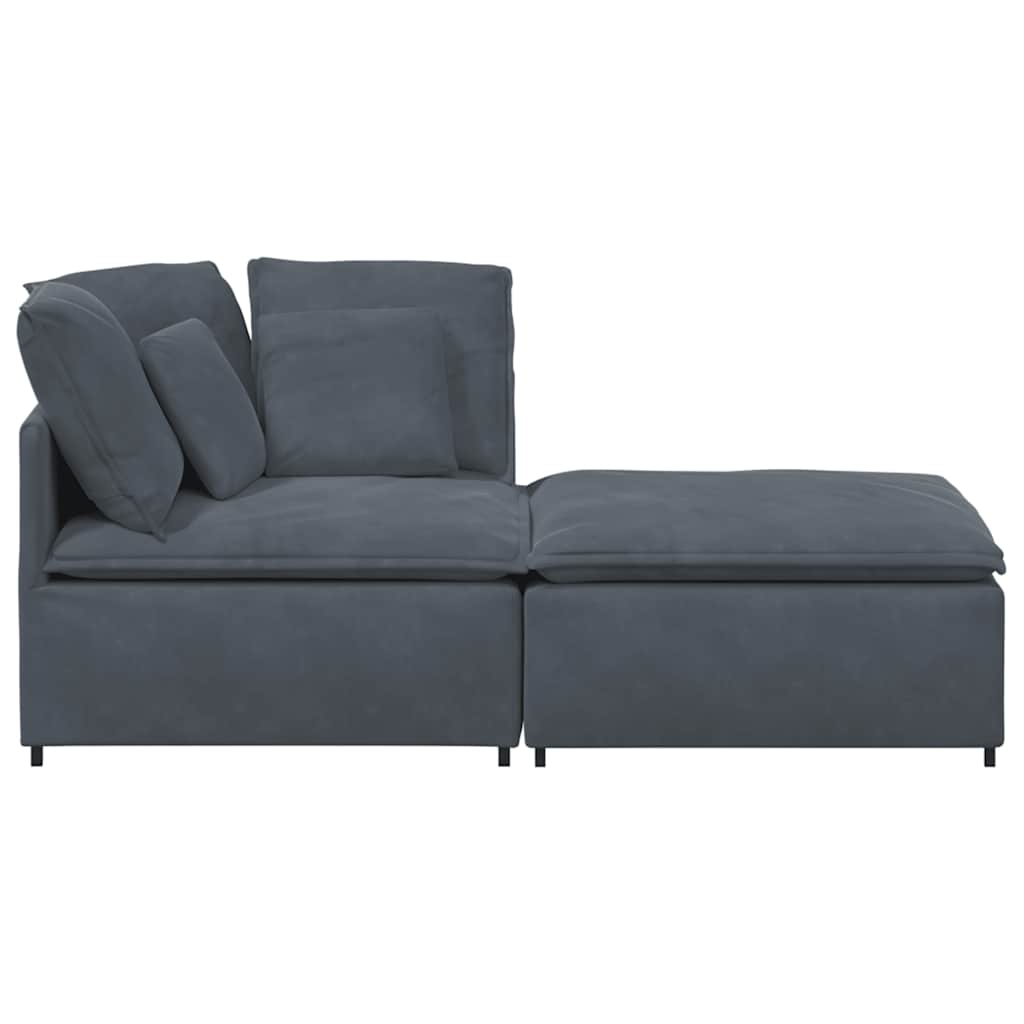 Modularna sofa s podnožjem i jastucima, baršunasta tamno siva