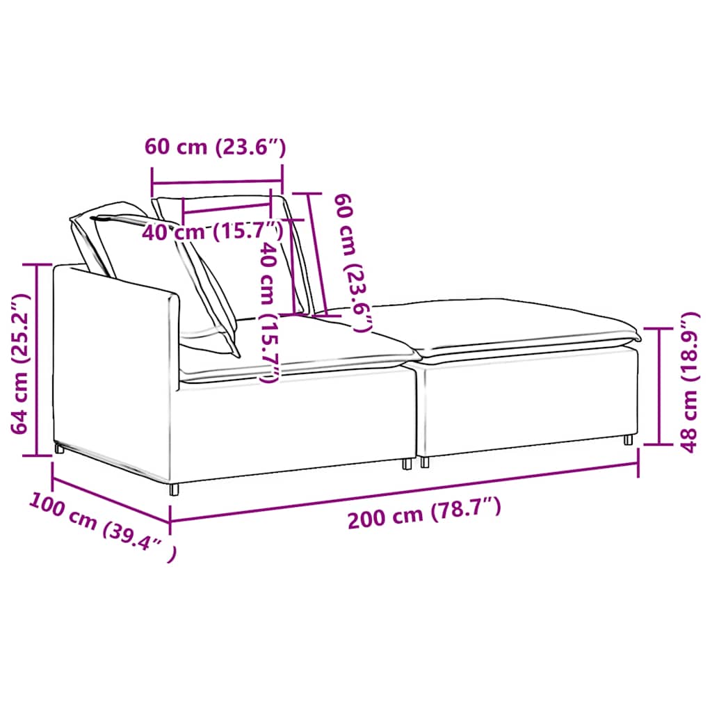 Modularna sofa s podnožjem i jastucima, tamnozelena, korduro tkanina