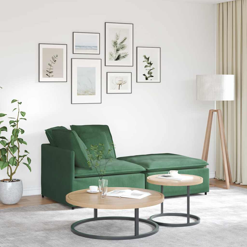Modularna sofa s podnožjem i jastucima, tamnozelena, korduro tkanina