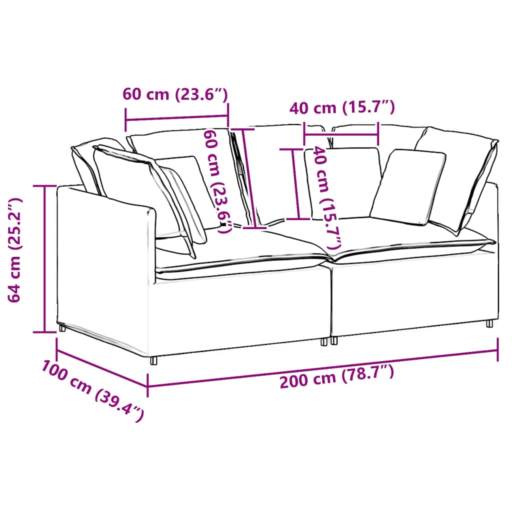 Modularna sofa s jastucima, korduro tkanina, svijetlo siva