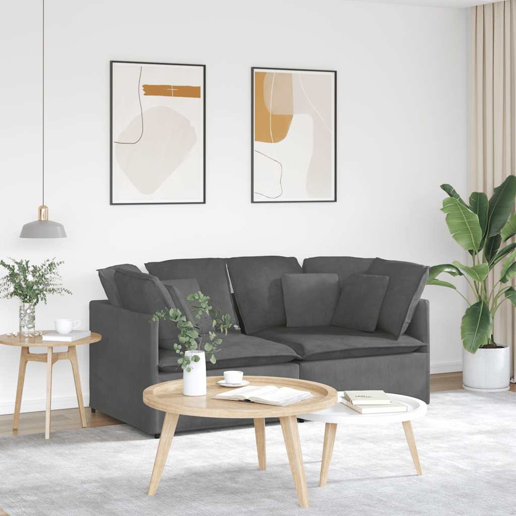 Modularna sofa s jastucima, korduro tkanina, tamno siva