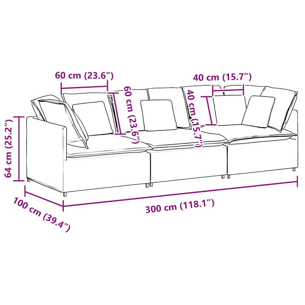 Modularna sofa s jastucima, baršunasta, svijetlosiva