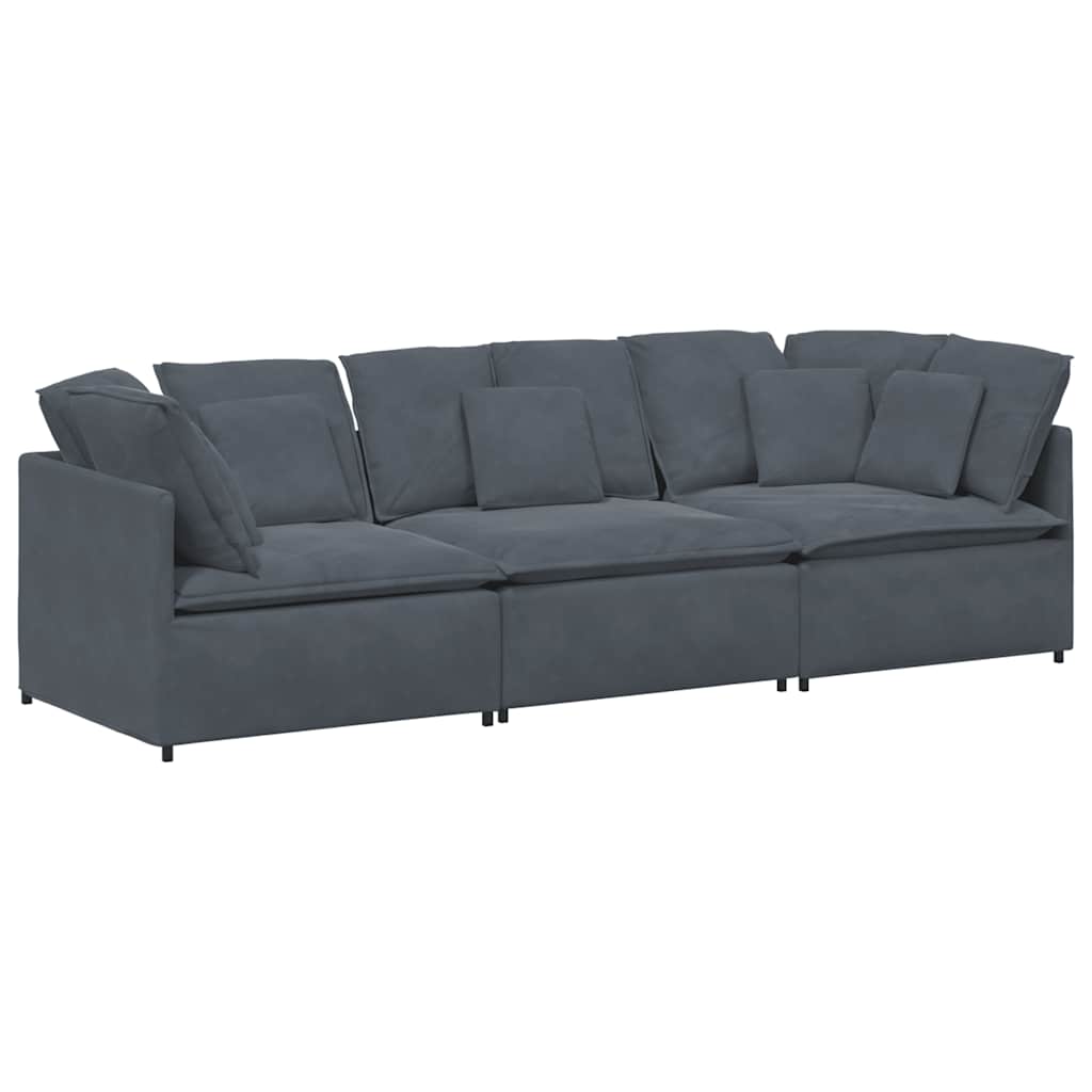 Modularna sofa s jastucima, baršunasta, tamno siva