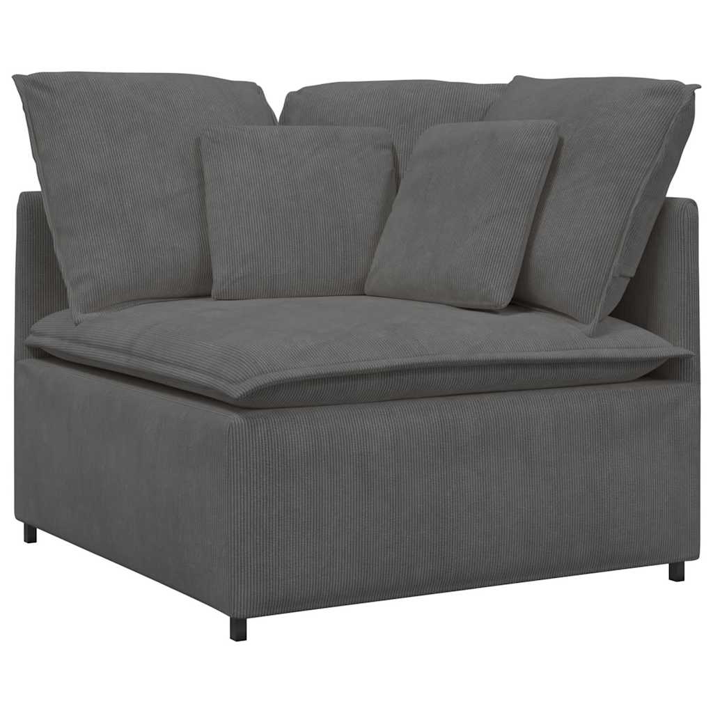 Modularna sofa s jastucima, korduro tkanina, tamno siva