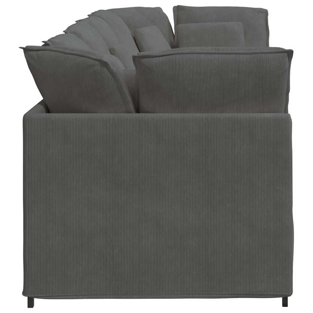 Modularna sofa s jastucima, korduro tkanina, tamno siva