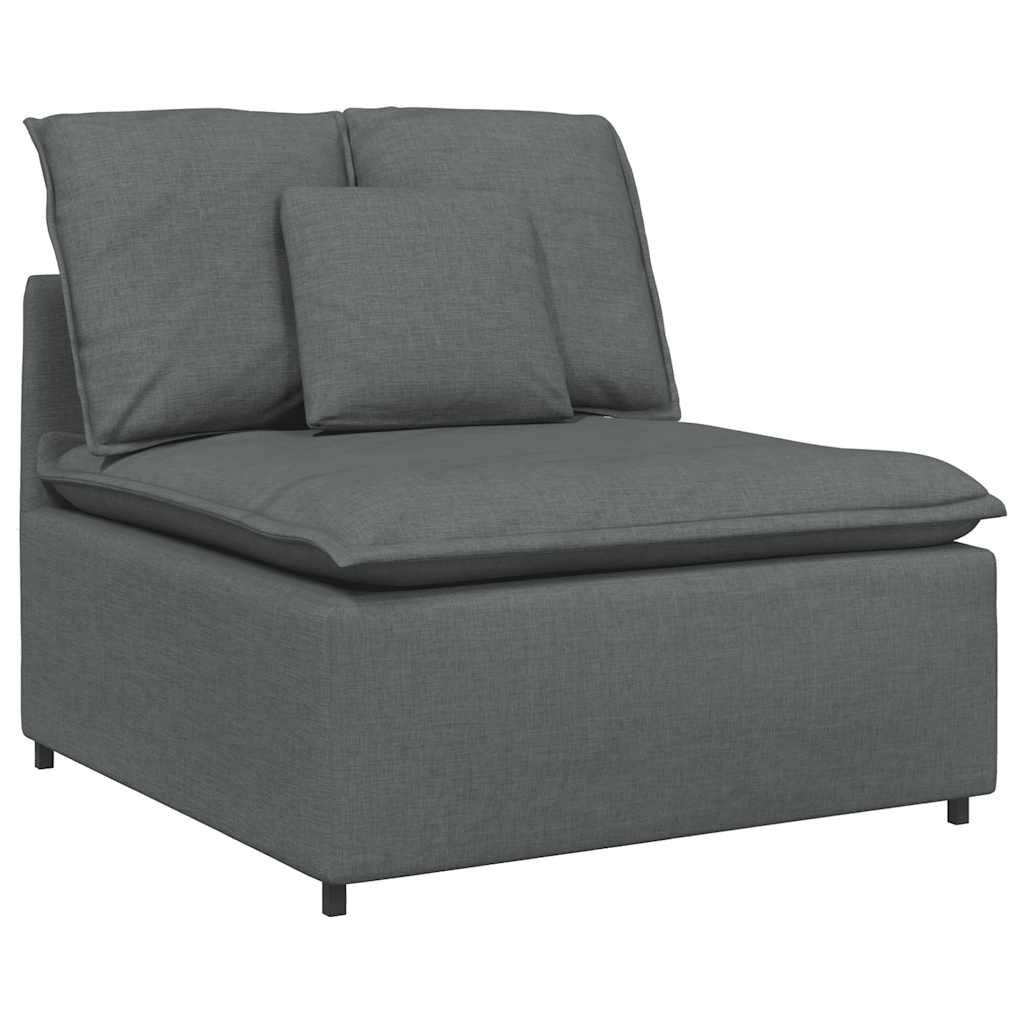Modularna sofa s podnožjem i jastucima, tkanina, tamno siva