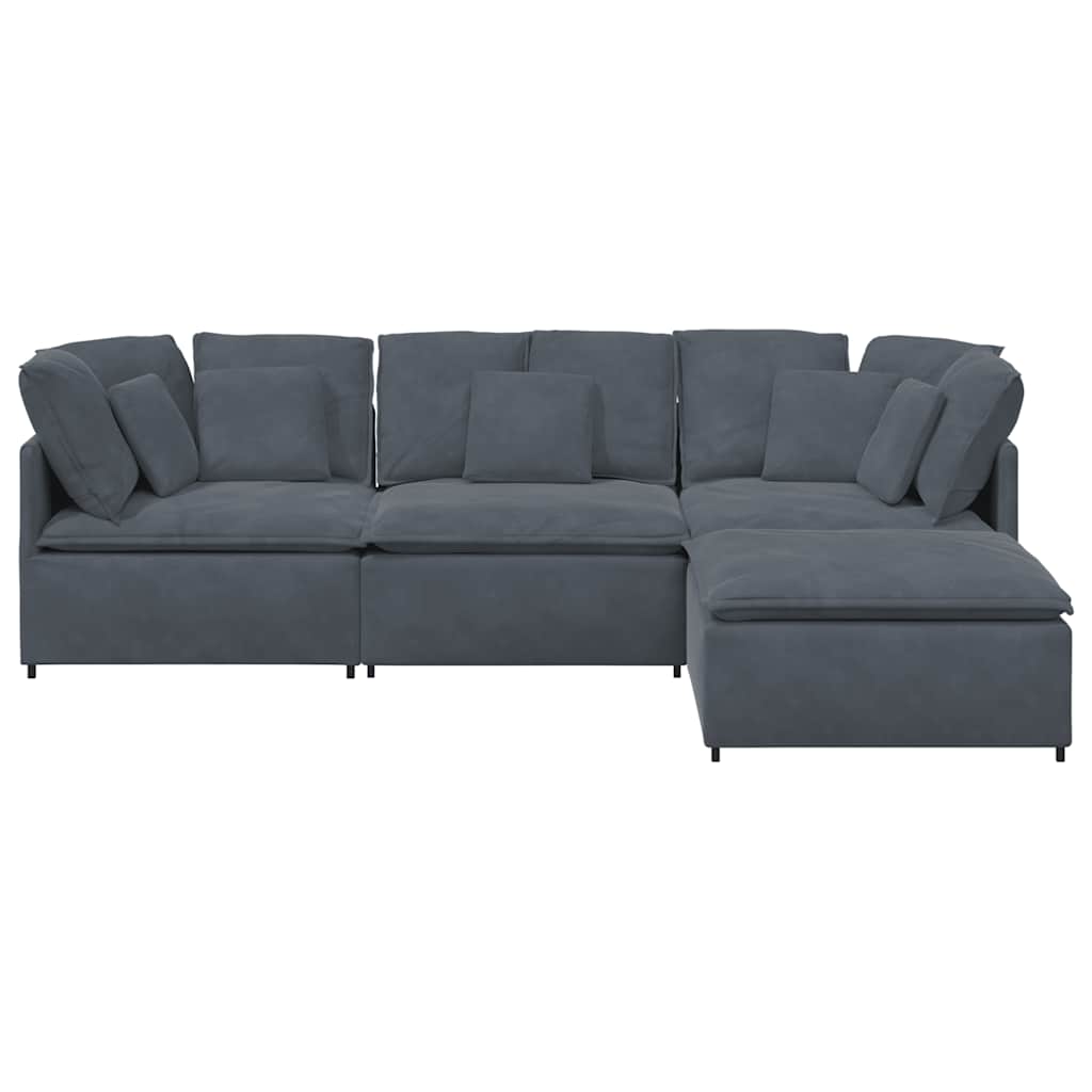 Modularna sofa s podnožjem i jastucima, baršunasta tamno siva