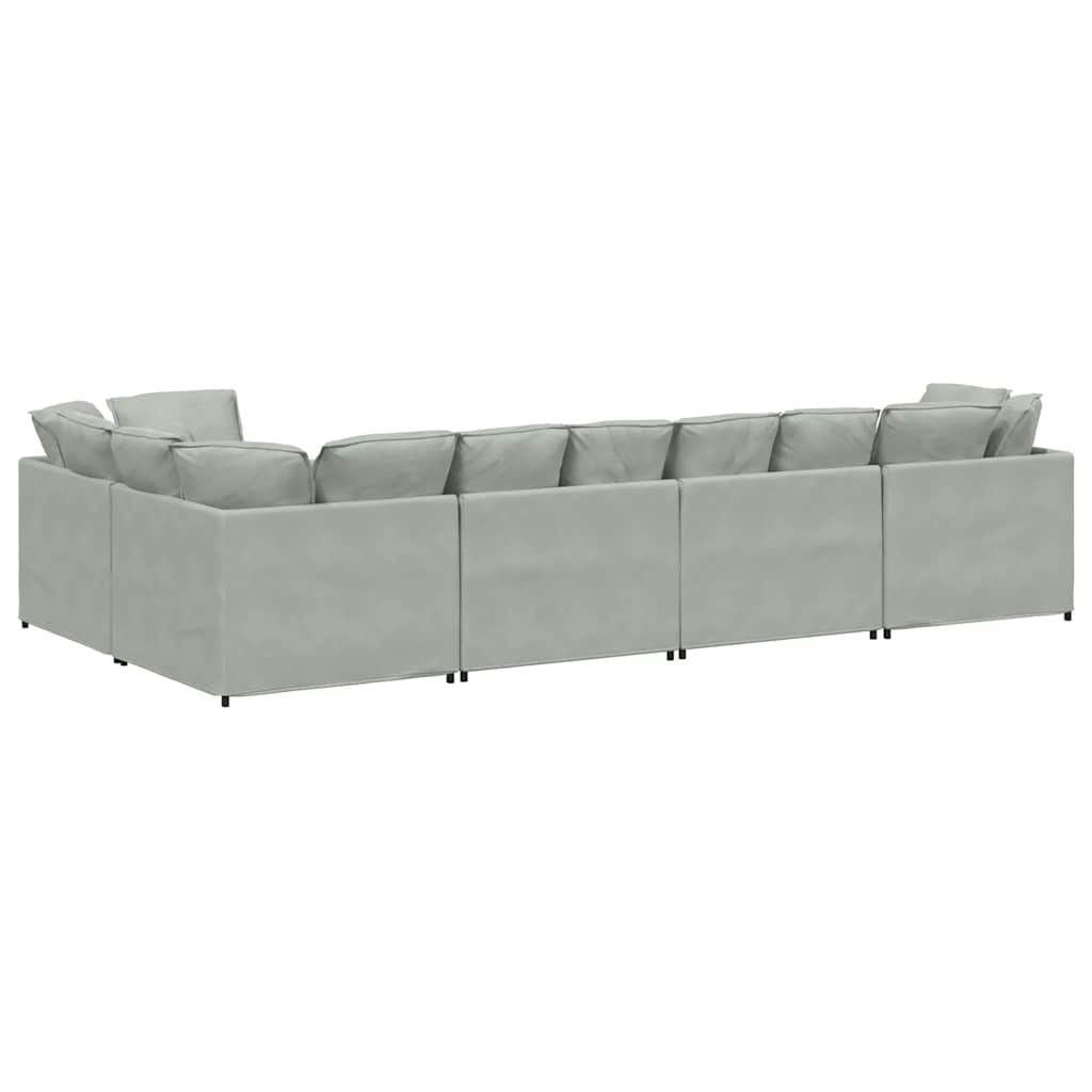 Modularna sofa s jastucima, baršunasta, svijetlosiva