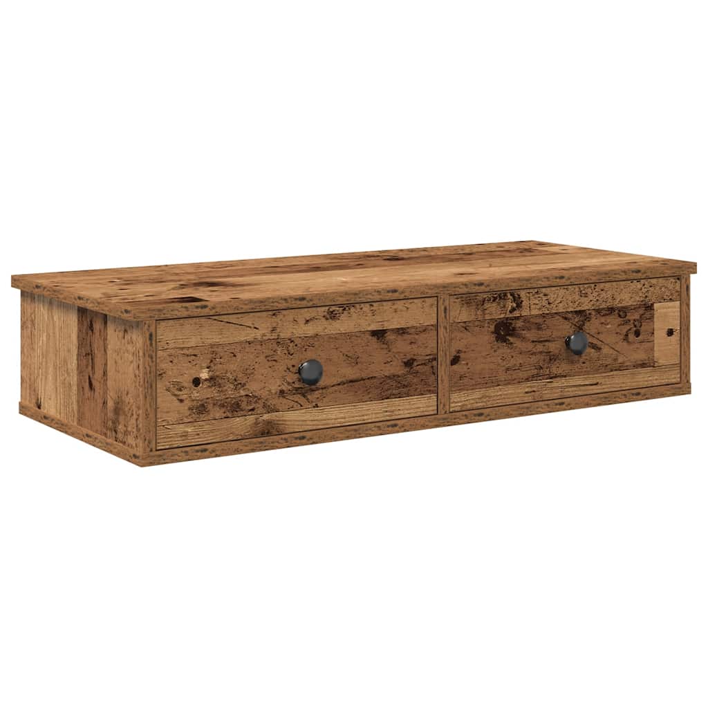 Zidna polica s ladicama staro drvo 80x34x17cm konstruirano drvo