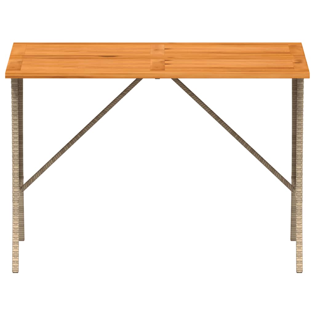 Vrtni stol s pločom od akacije bež 105x75x72 cm poli ratan