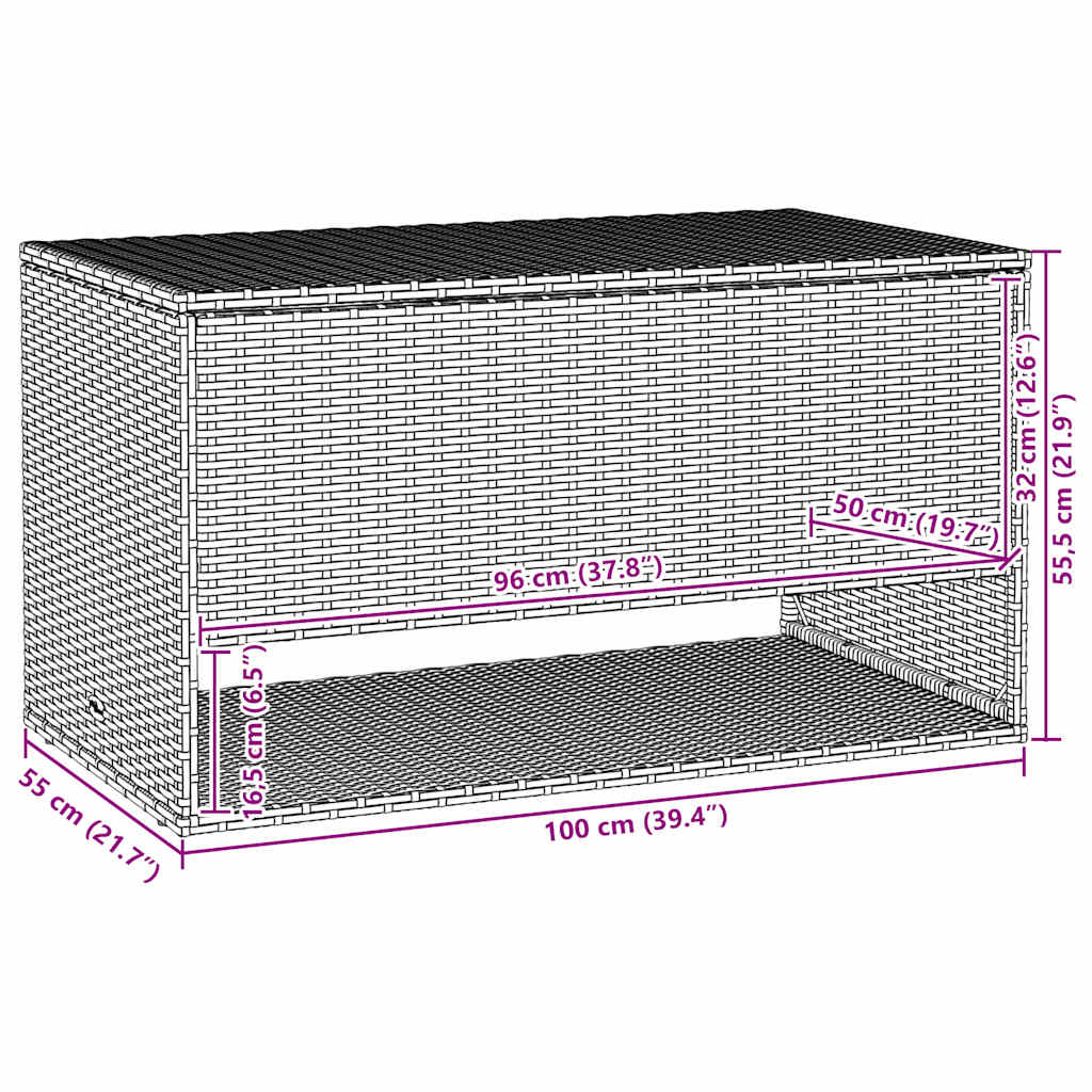 Vanjska kutija za jastuke smeđa 100x55x55,5 cm poli ratan