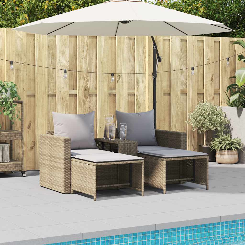 Vrtni set od 5 dijelova s jastucima, složiv, bež, poliratan