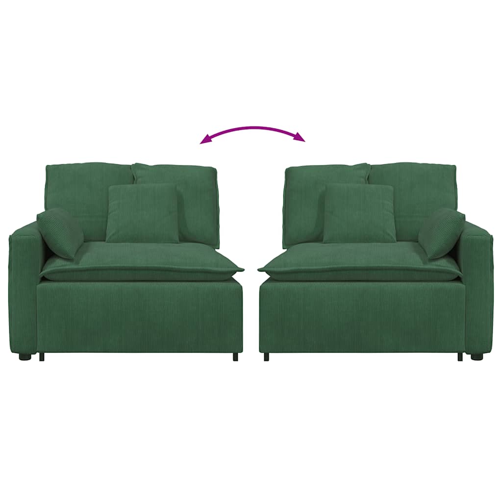 Modularni kauč s naslonom za ruke i jastucima tamnozelene boje 100 cm