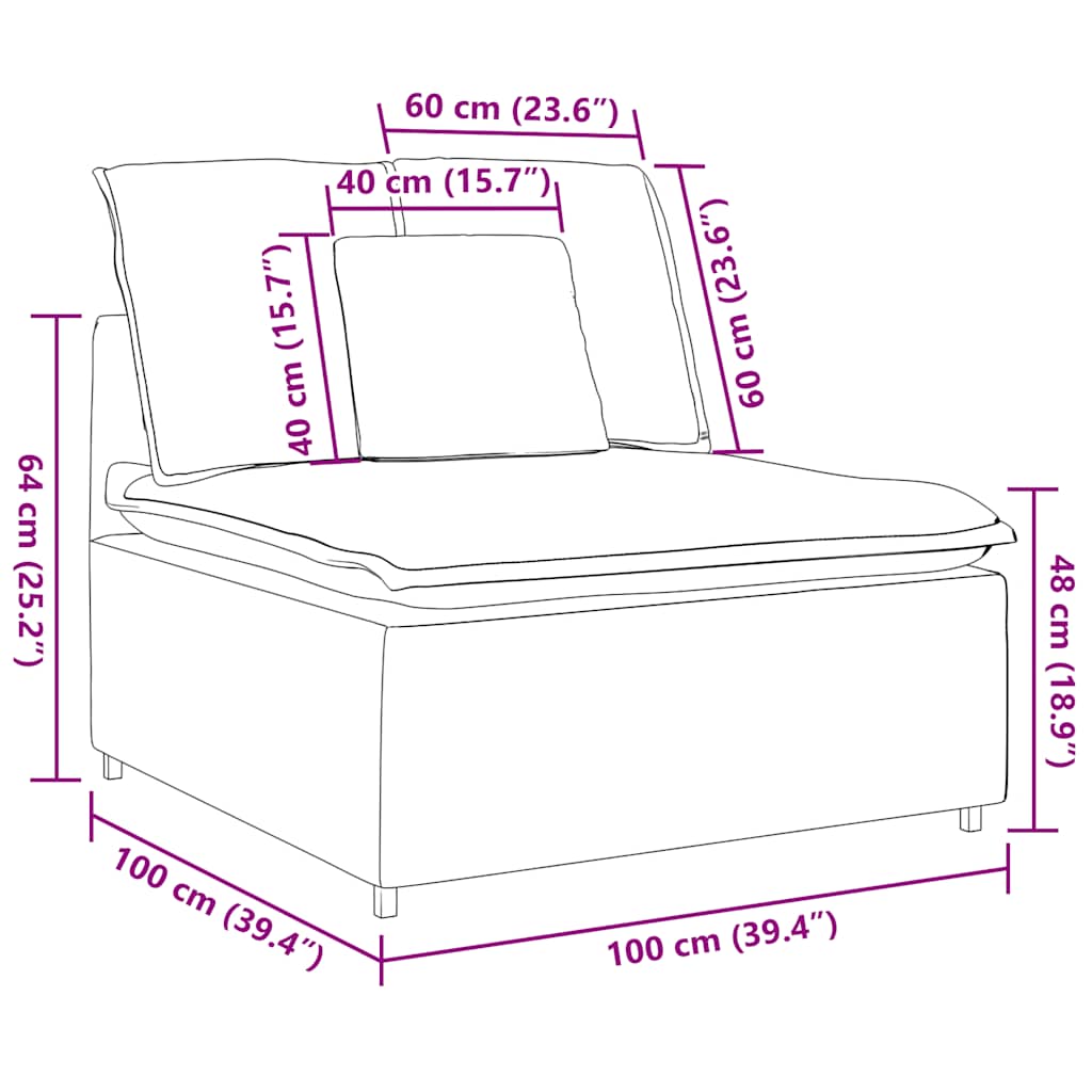 Modularna sofa s jastucima sivozelena 100 cm