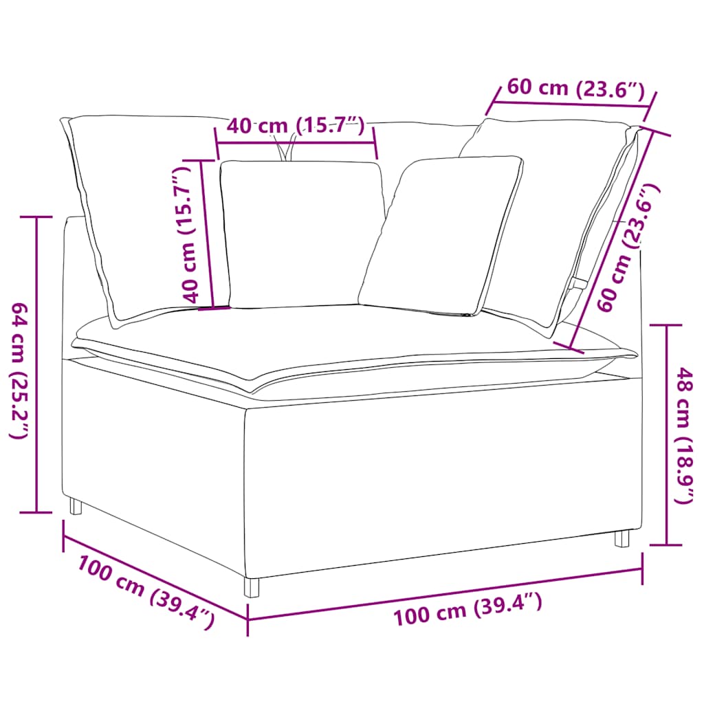 Modularna sofa Kutni modul s jastucima tamno siva 100 cm