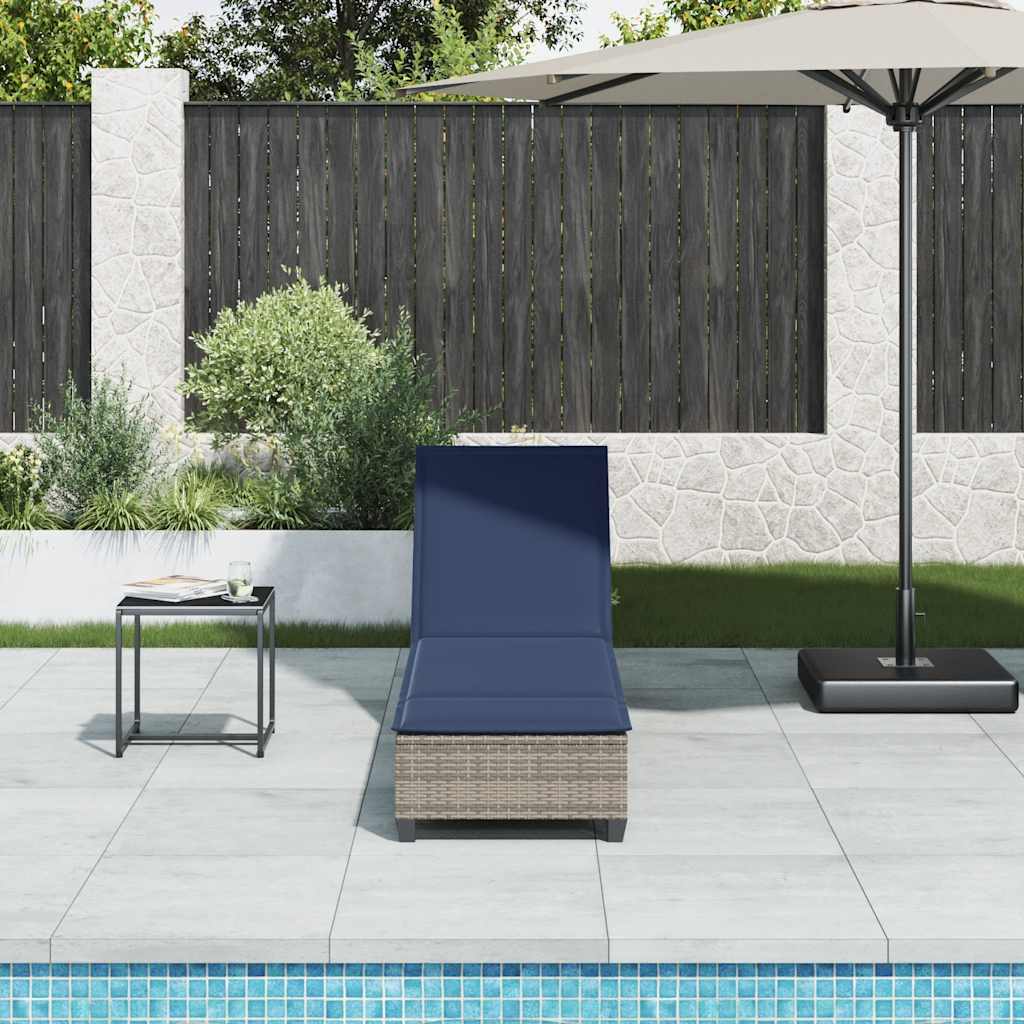 Ležaljka s jastucima siva 55x200x25,5 cm poli ratan