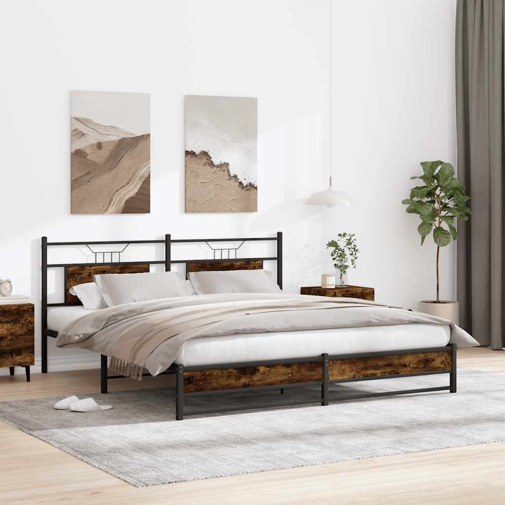 Metalni okvir kreveta bez madraca boja hrasta 183x213 cm