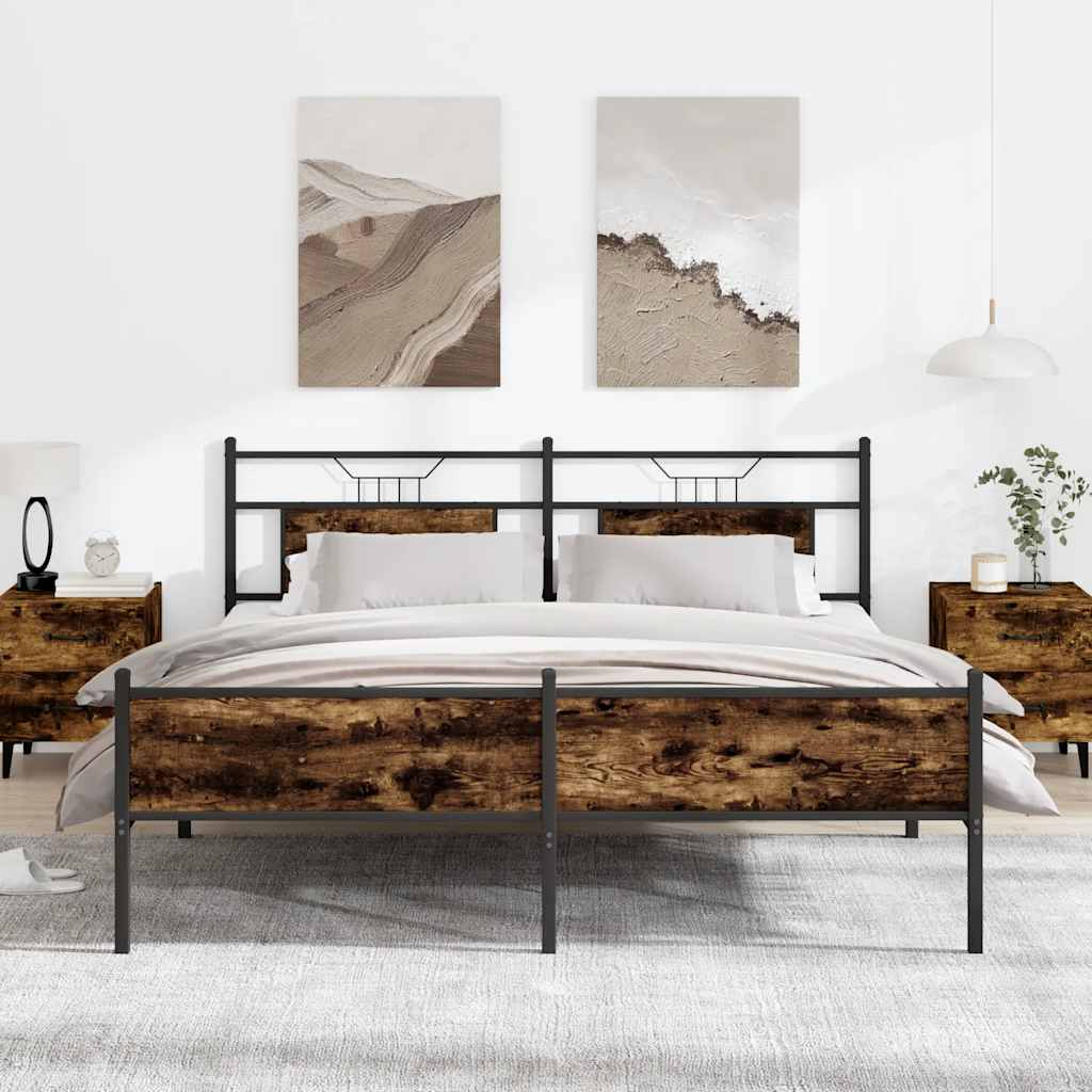 Metalni okvir kreveta bez madraca boja hrasta 183x213 cm