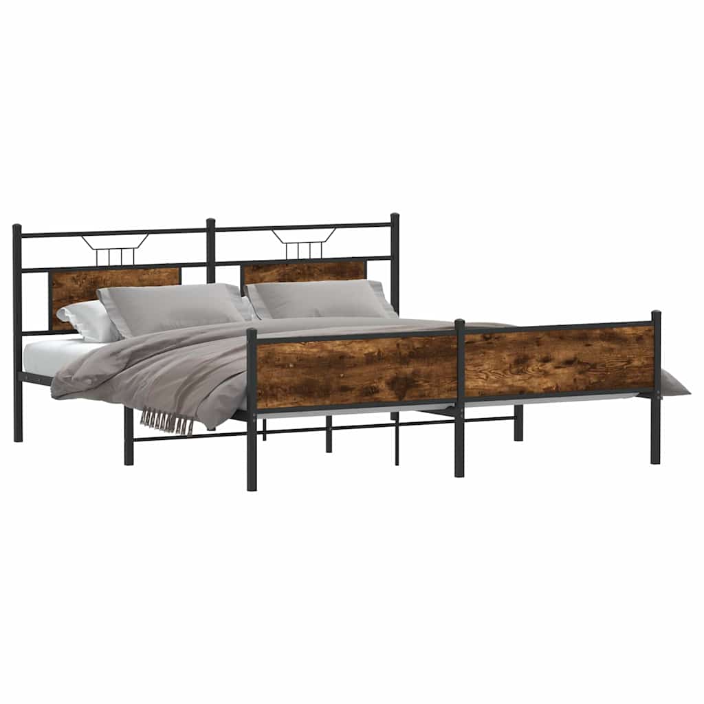 Metalni okvir kreveta bez madraca boja hrasta 183x213 cm