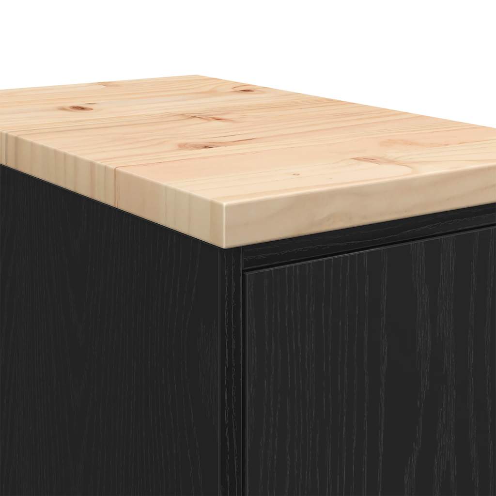 Garažni ormar za odlaganje crni 30x51x85 cm masivne borovine