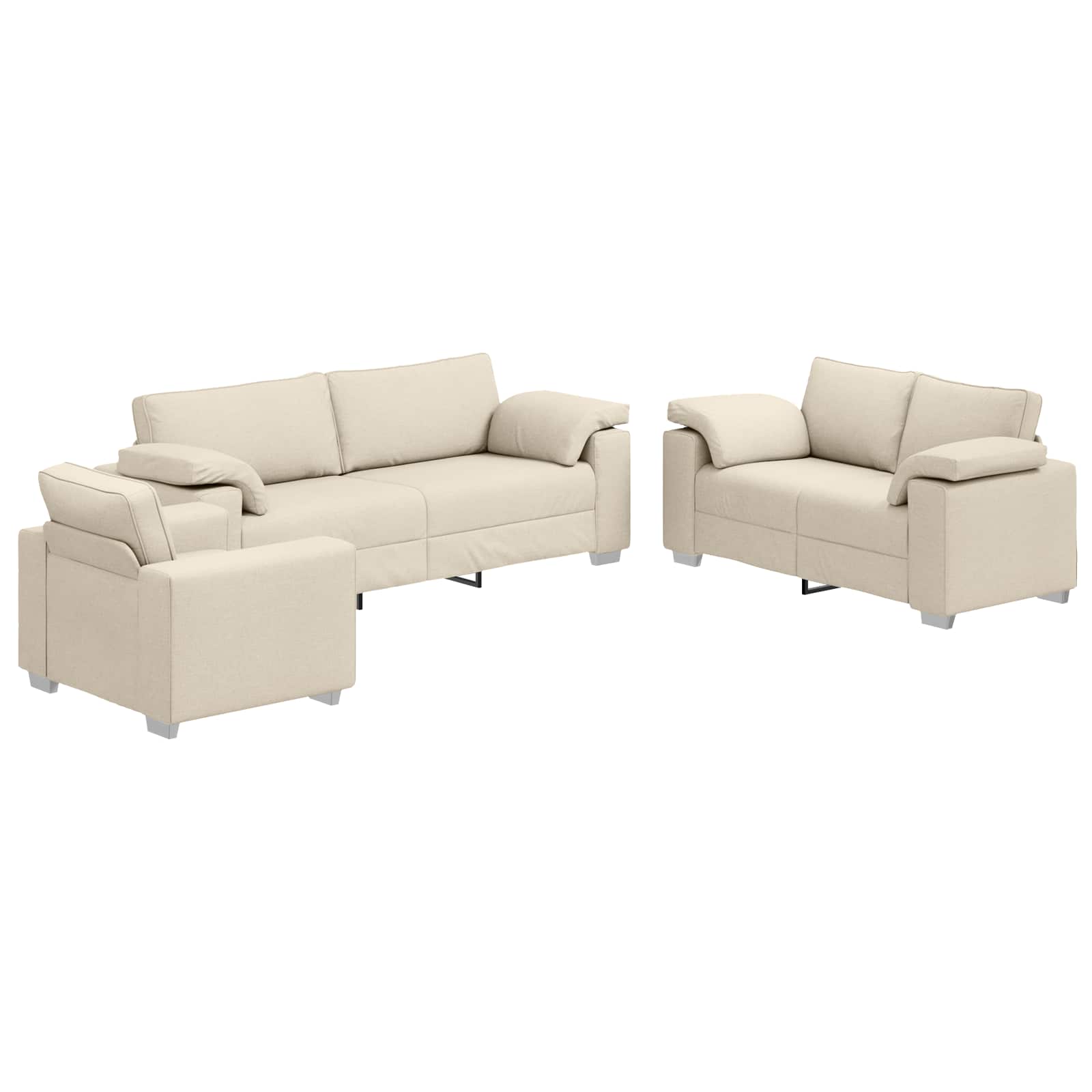 Sofa 3 pcs Bež 219 x 80 x 82 cm Platnasta tkanina