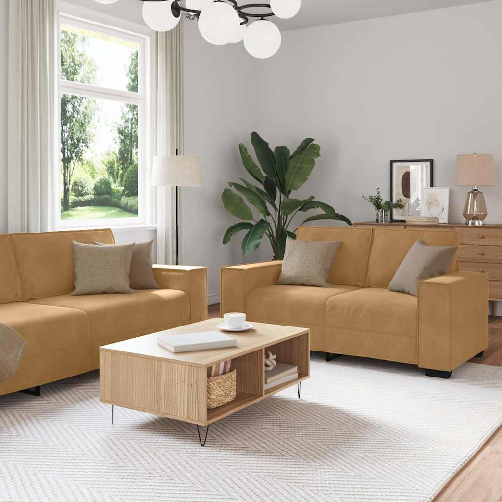 3-dijelni set sofa s jastucima, smeđi baršun