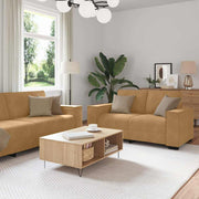3-dijelni set sofa s jastucima, smeđi baršun