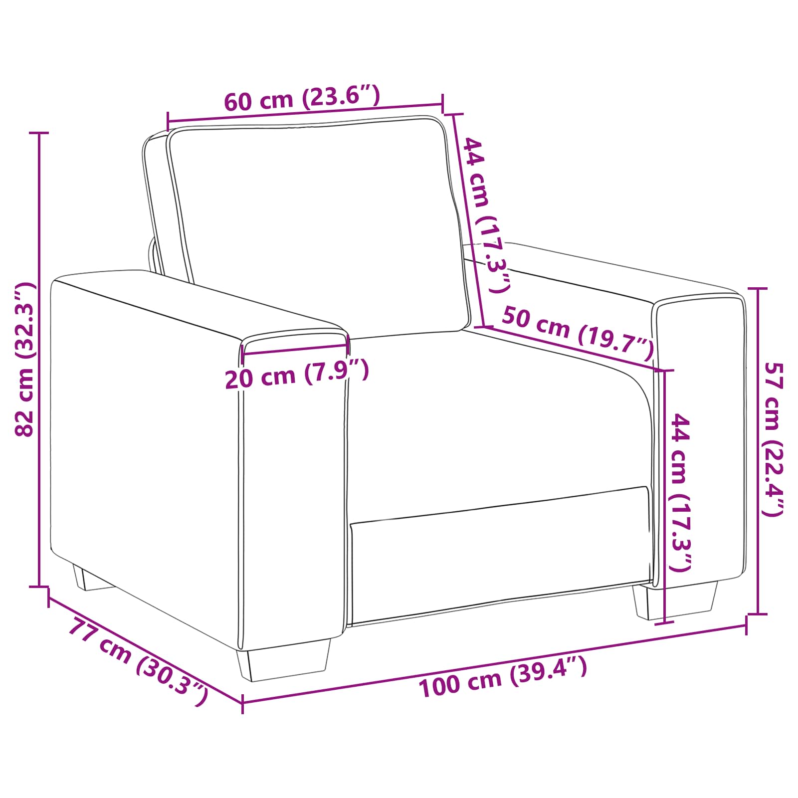 Sofa 3 pcs Crna 219 x 80 x 82 cm Platnasta tkanina