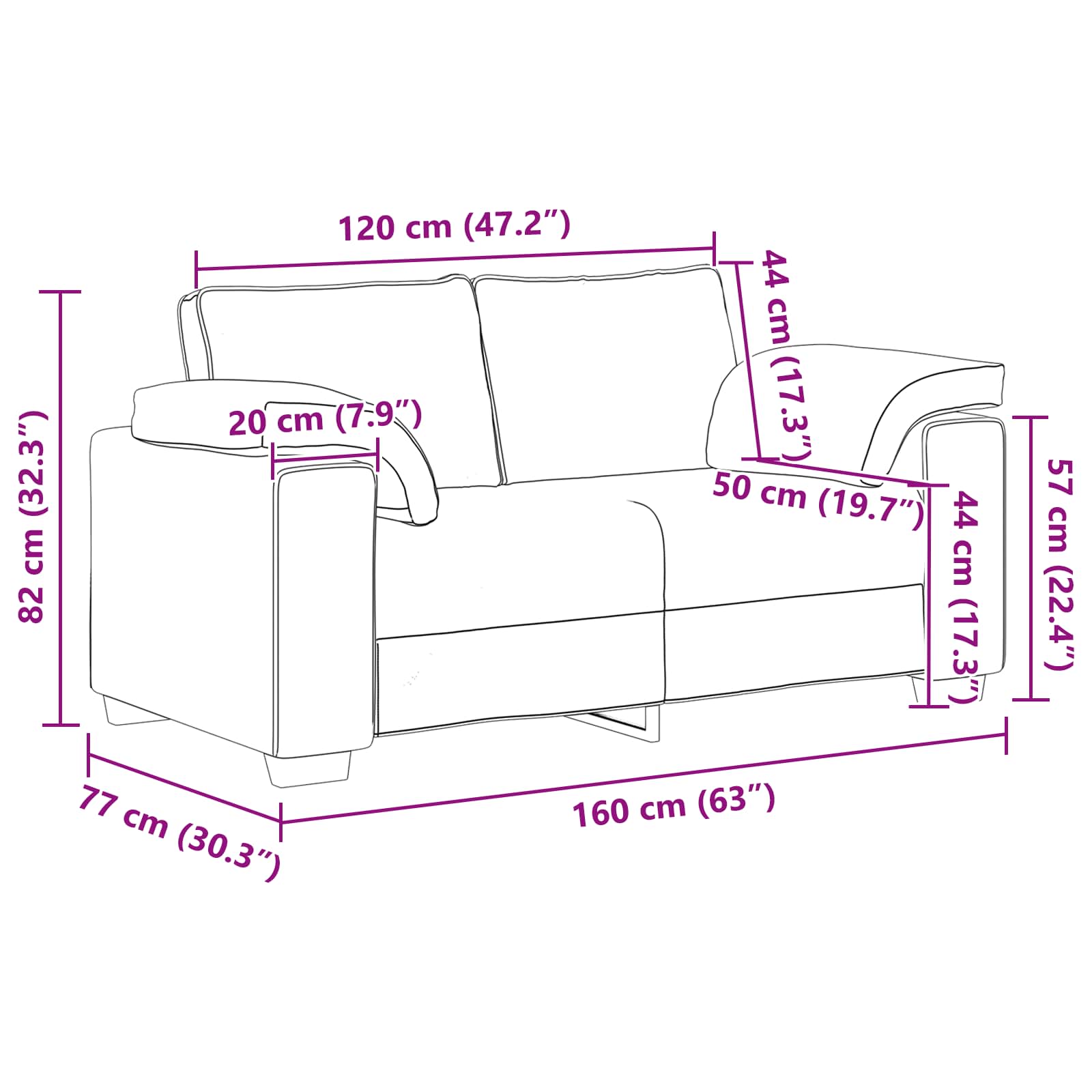 Sofa 3 pcs Krema 219 x 80 x 82 cm Platnasta tkanina
