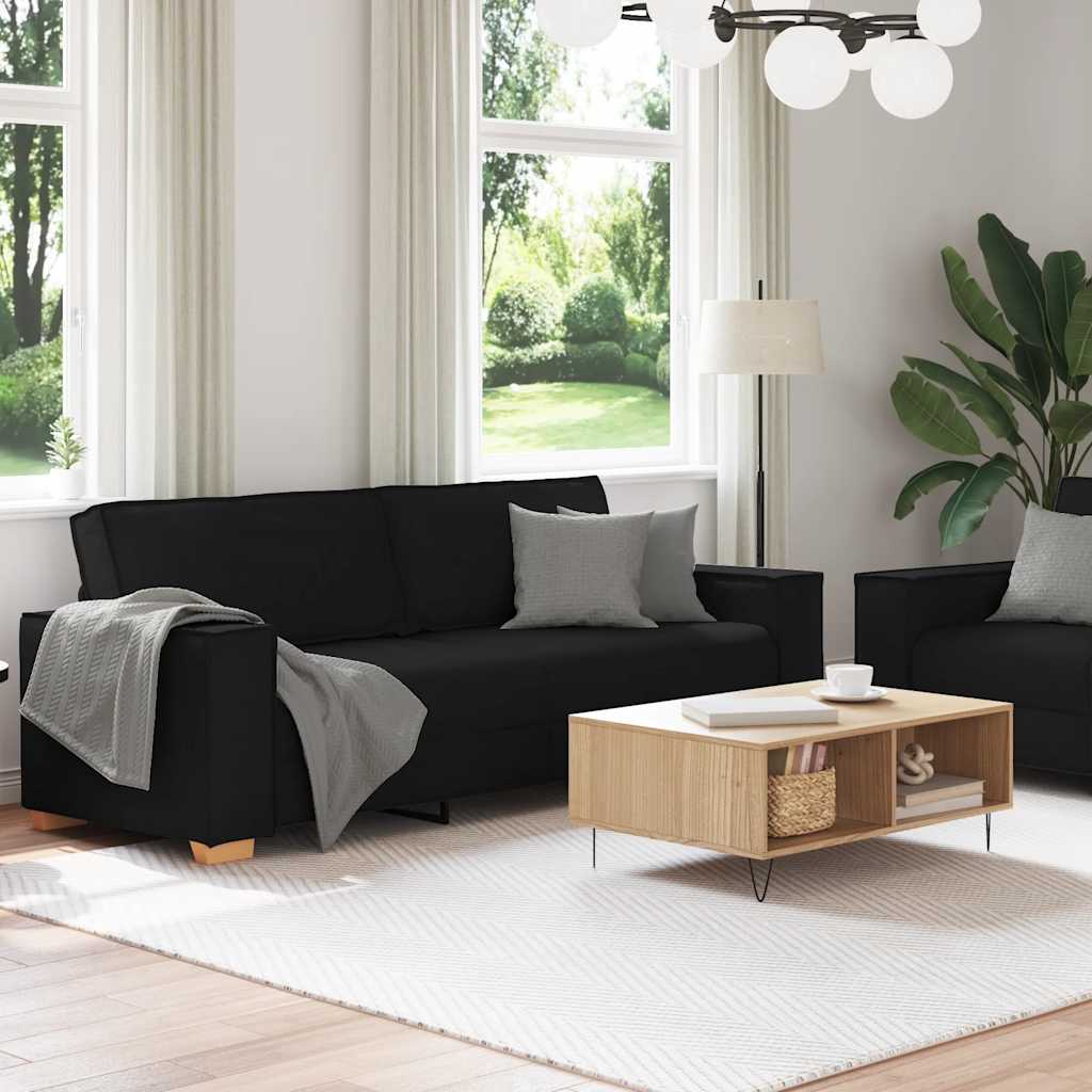 Dvodijelni set sofa s jastucima, crna tkanina