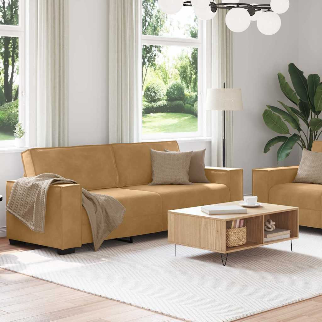 Dvodijelni set sofa s jastucima, smeđi baršun