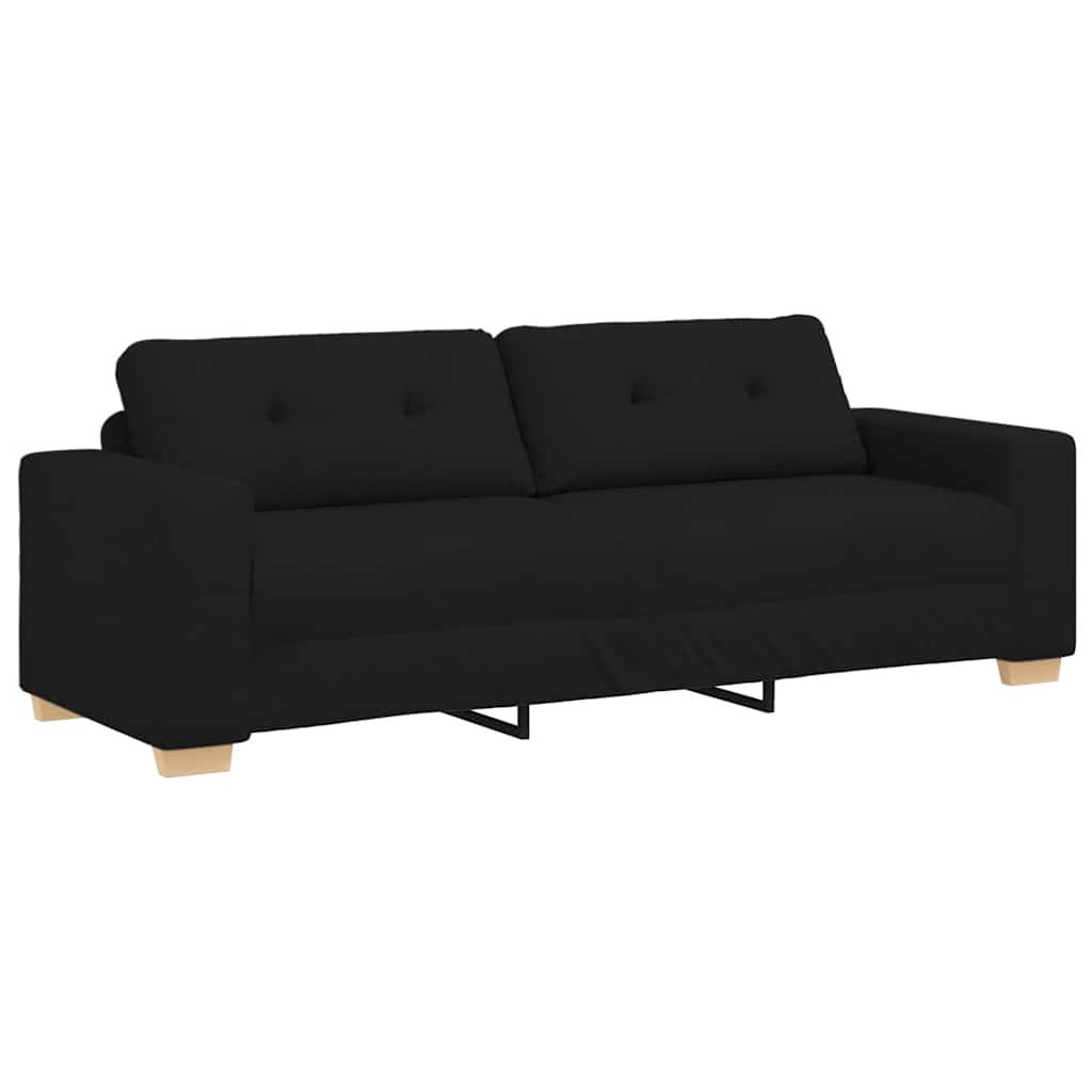 Dvodijelni set sofa s jastucima, crna tkanina