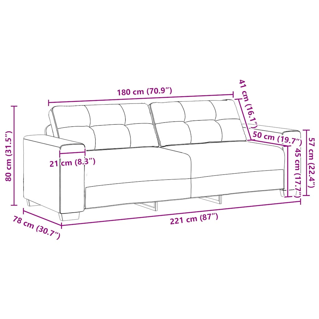 Dvodijelni set sofa s jastucima, crna tkanina