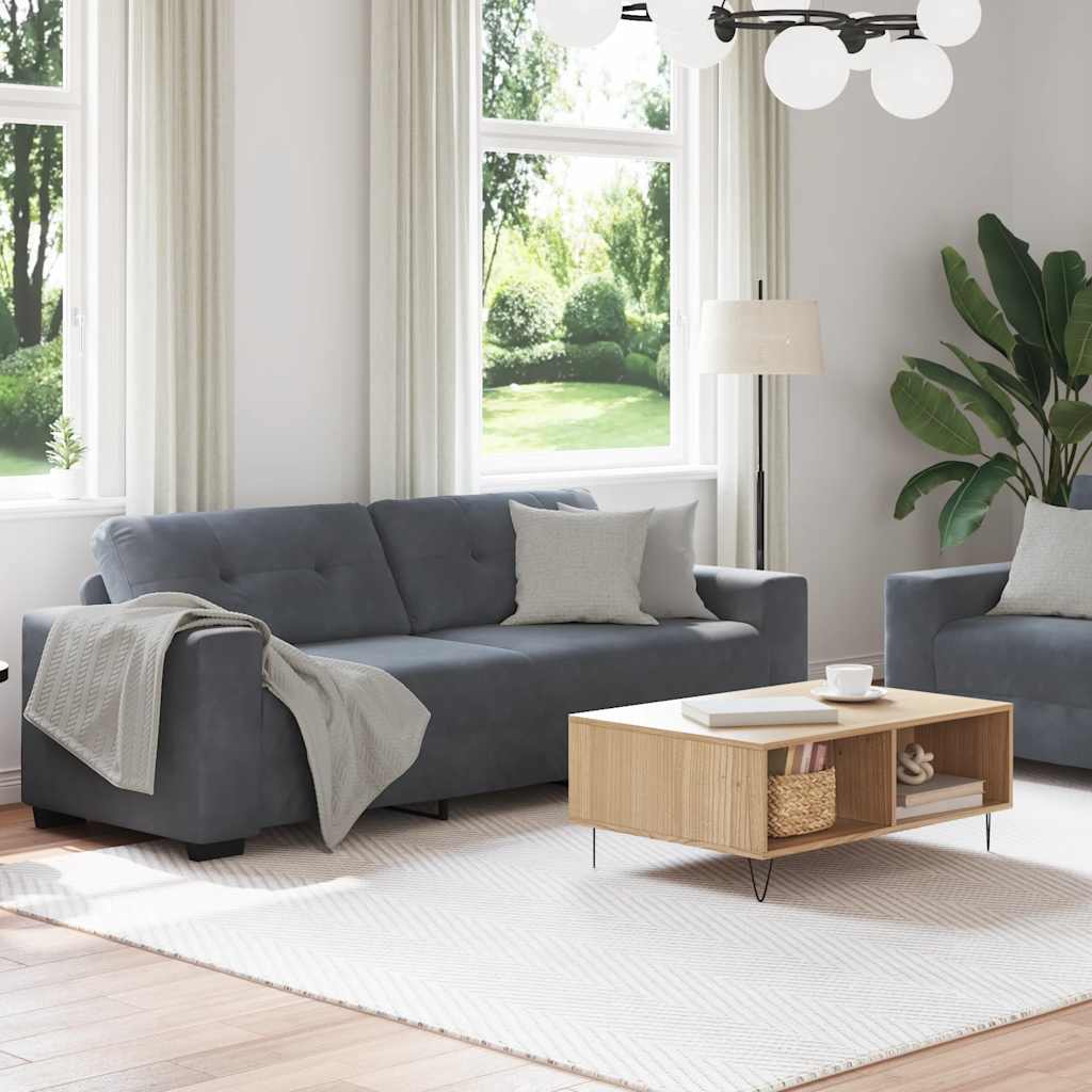Dvodijelni set sofa s jastucima, tamno sivi baršun
