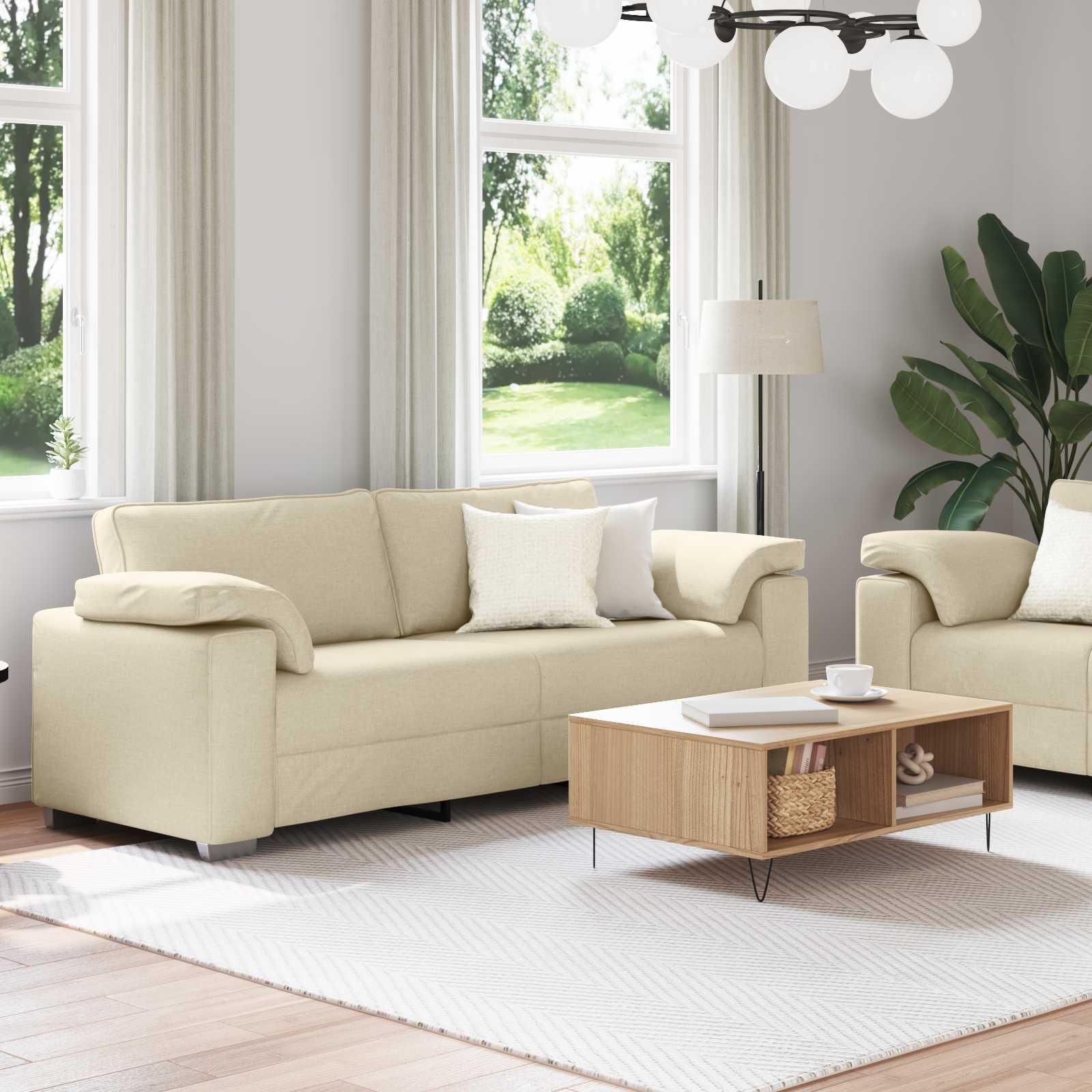 Sofa 2 pcs Krema 219 x 80 x 82 cm tkanina