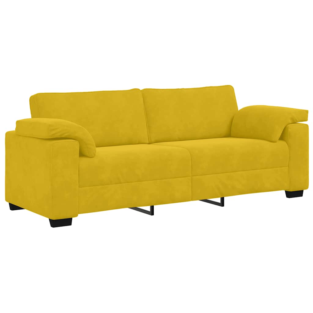 Dvodijelni set sofa s jastucima, žuti baršun