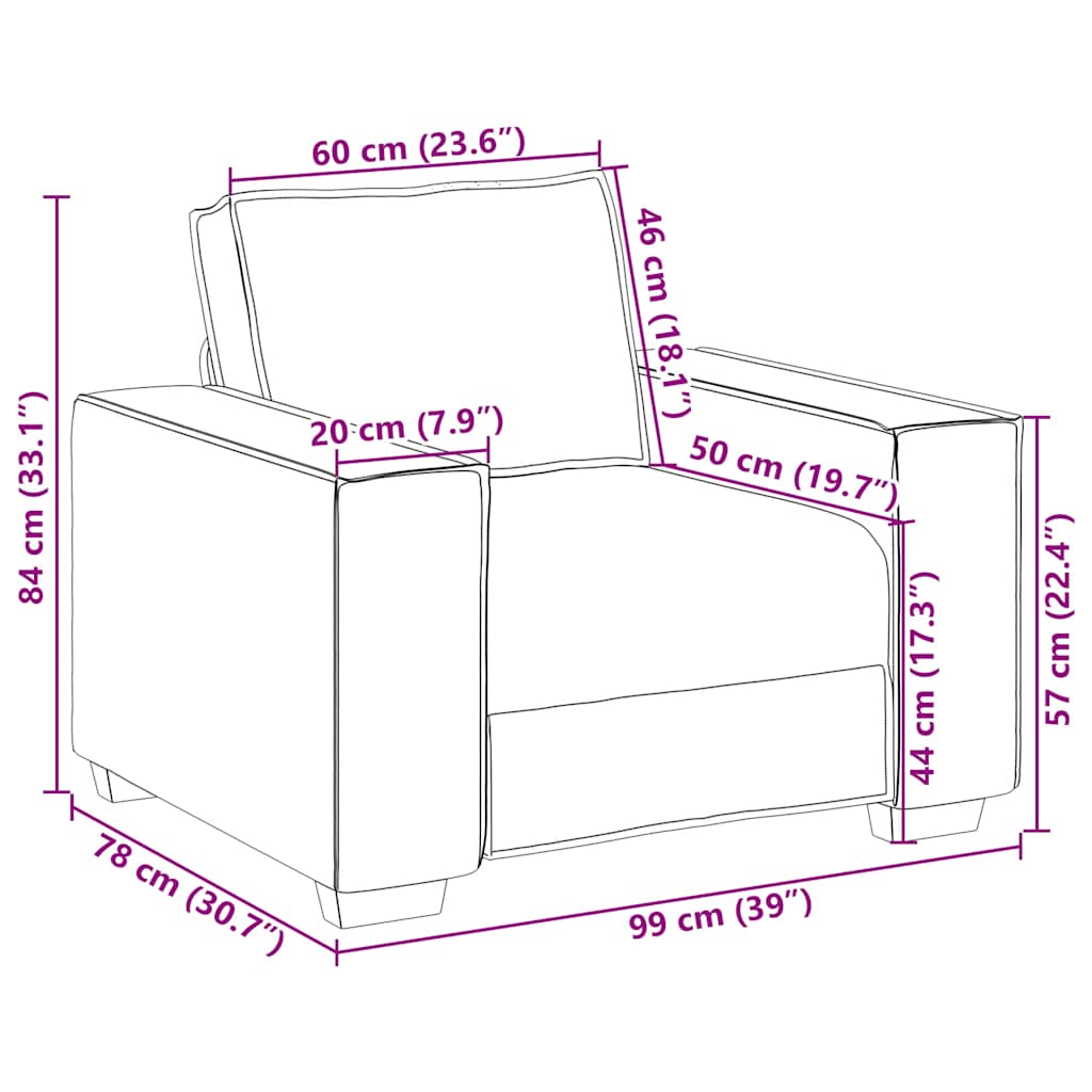 Sofa fotelja svijetlosiva 100x78x84 cm baršun