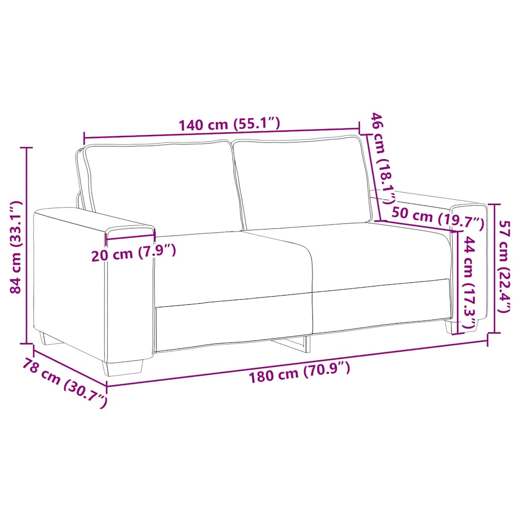 Dvosjed Sofa Tamno siva 180x78x84 cm Baršun
