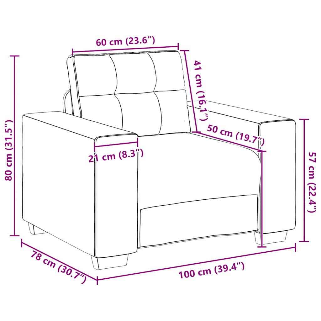 Sofa fotelja roza 100x78x80 cm baršun