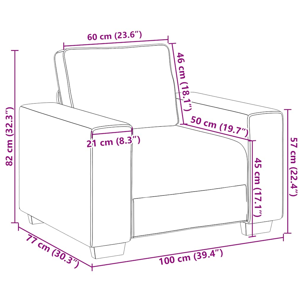 Sofa fotelja crveno narančasta 100x77x82 cm korduro tkanina