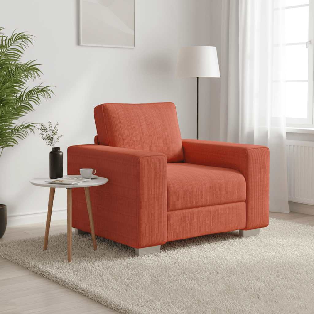 Sofa fotelja crveno narančasta 100x77x82 cm korduro tkanina