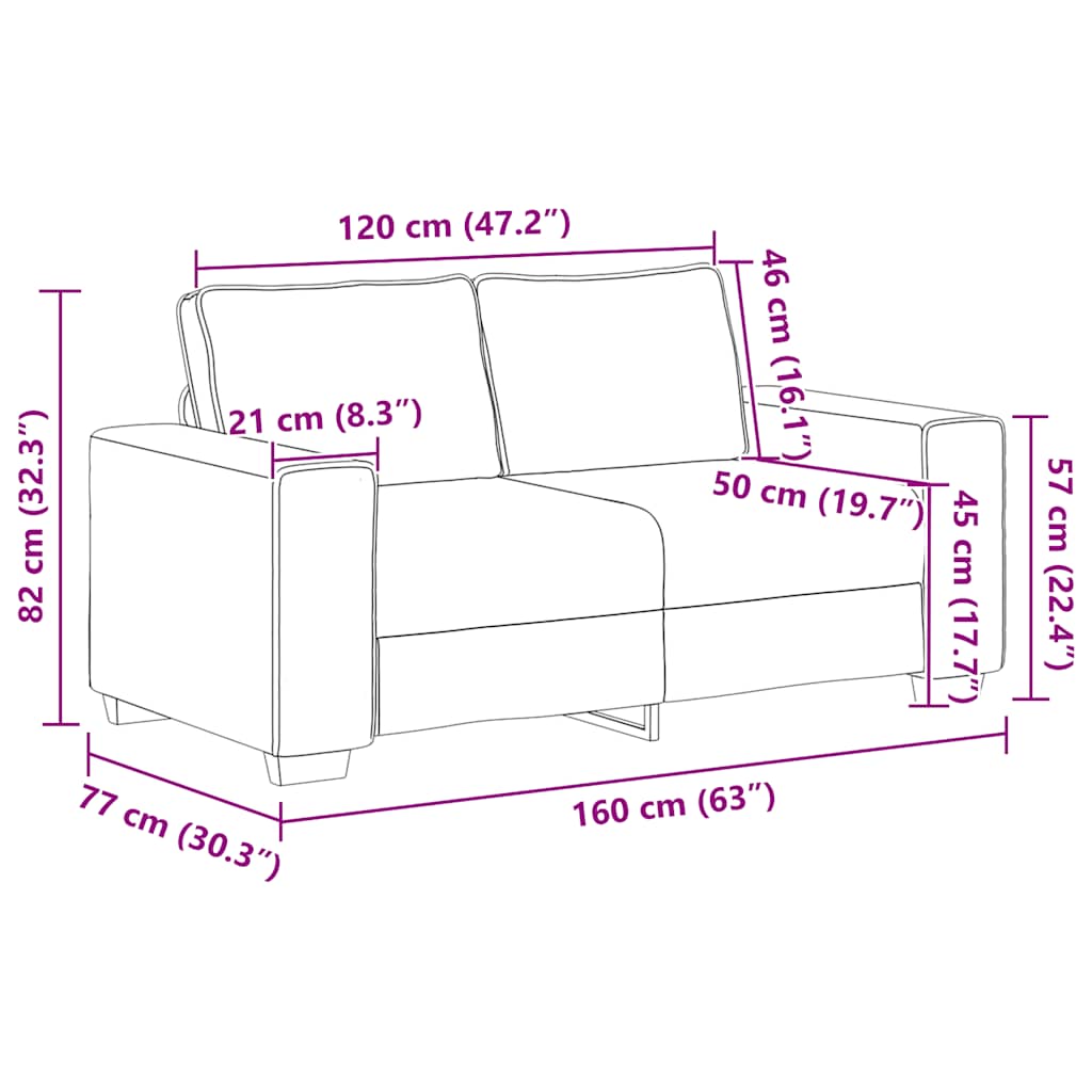 Dvosjed svijetlosiva 160x77x82 cm korduro tkanina