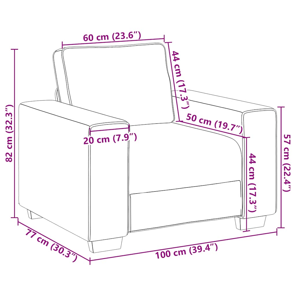 Sofa fotelja svijetlosiva 100x77x82 cm baršun
