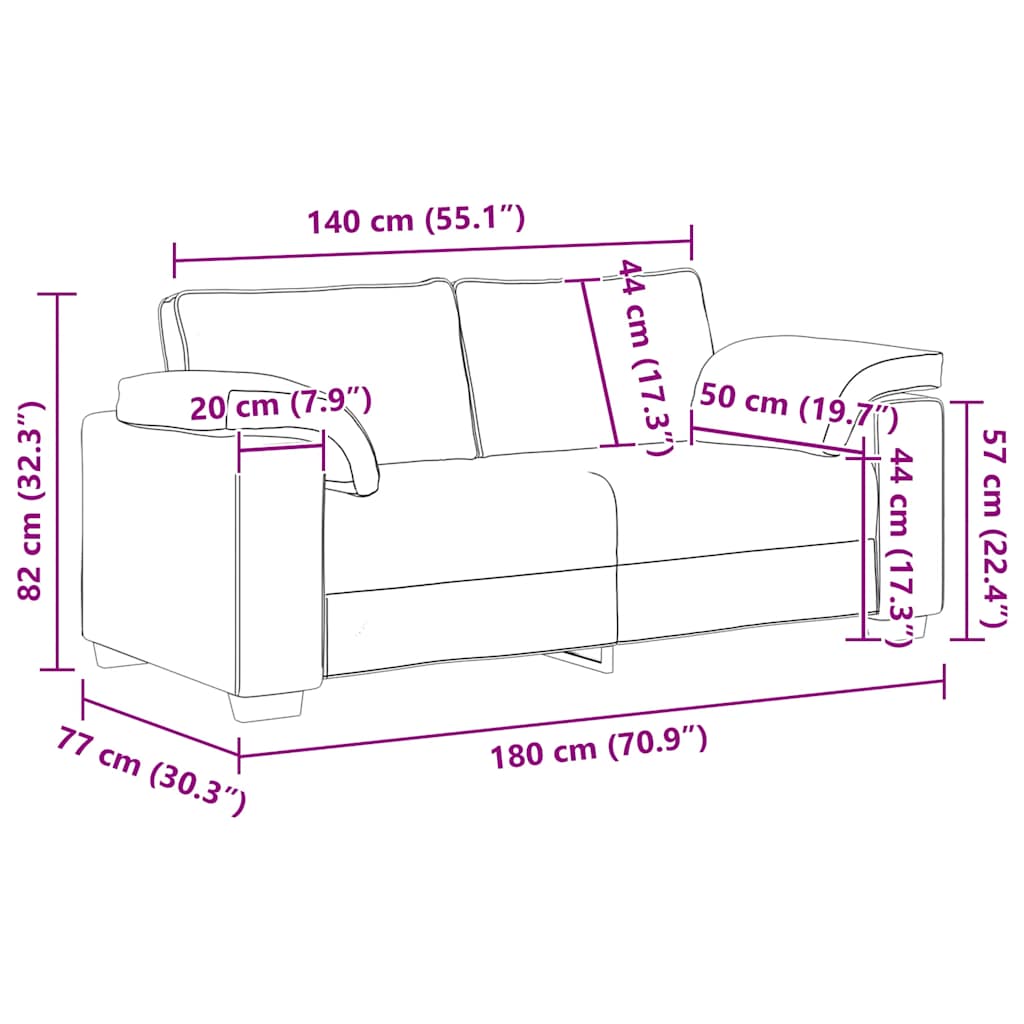 Dvosjed tamno sivi 180x77x82 cm baršun