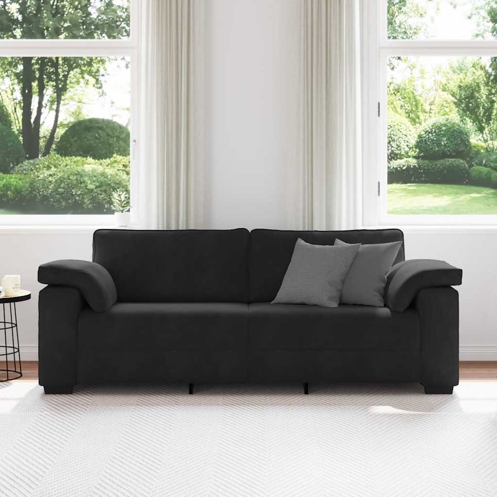 Trosjed Kauč Crni 220x77x82 cm Baršun