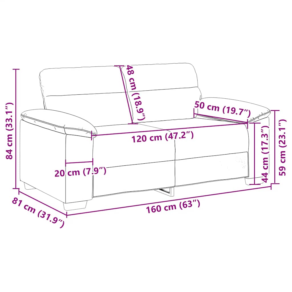 Dvosjed Sofa Oblačno Siva 160x81x84 cm Tkanina