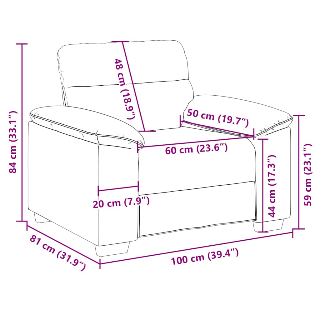 Sofa fotelja Cappuccino 100x81x84 cm umjetna koža