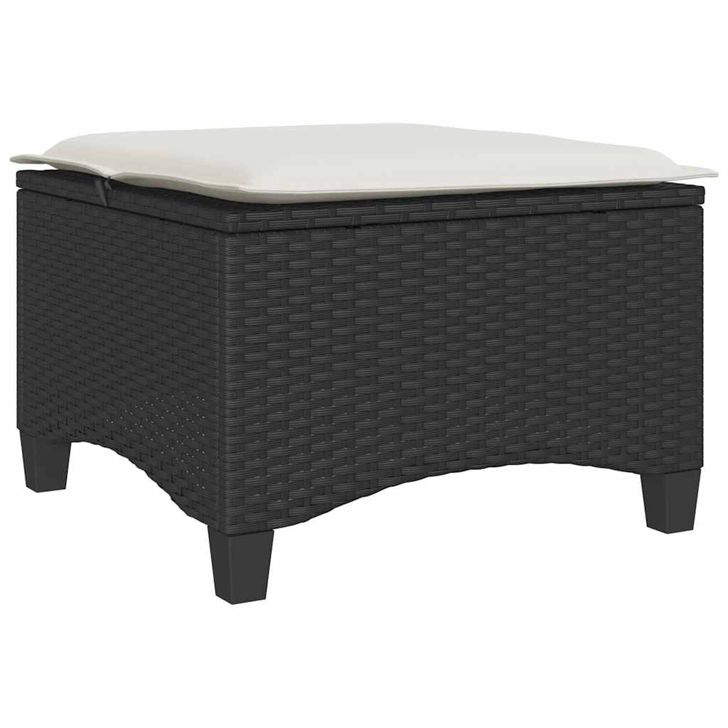 Vrtne stolice s jastucima 2 kom. Crne 55x55x36 cm Poli ratan